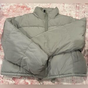 H&M Divided Crop Green Puffer Jacket Women’s Small